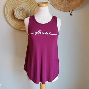 Loved tank top in burgundy color white writing